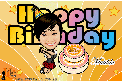 Digital Caricature Drawing - Birthday Girl Theme